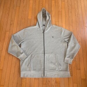 Polo Ralph Lauren Mens 2XLT Heather Gray Full Zip Hoodie Big &‎ Tall Pony Logo